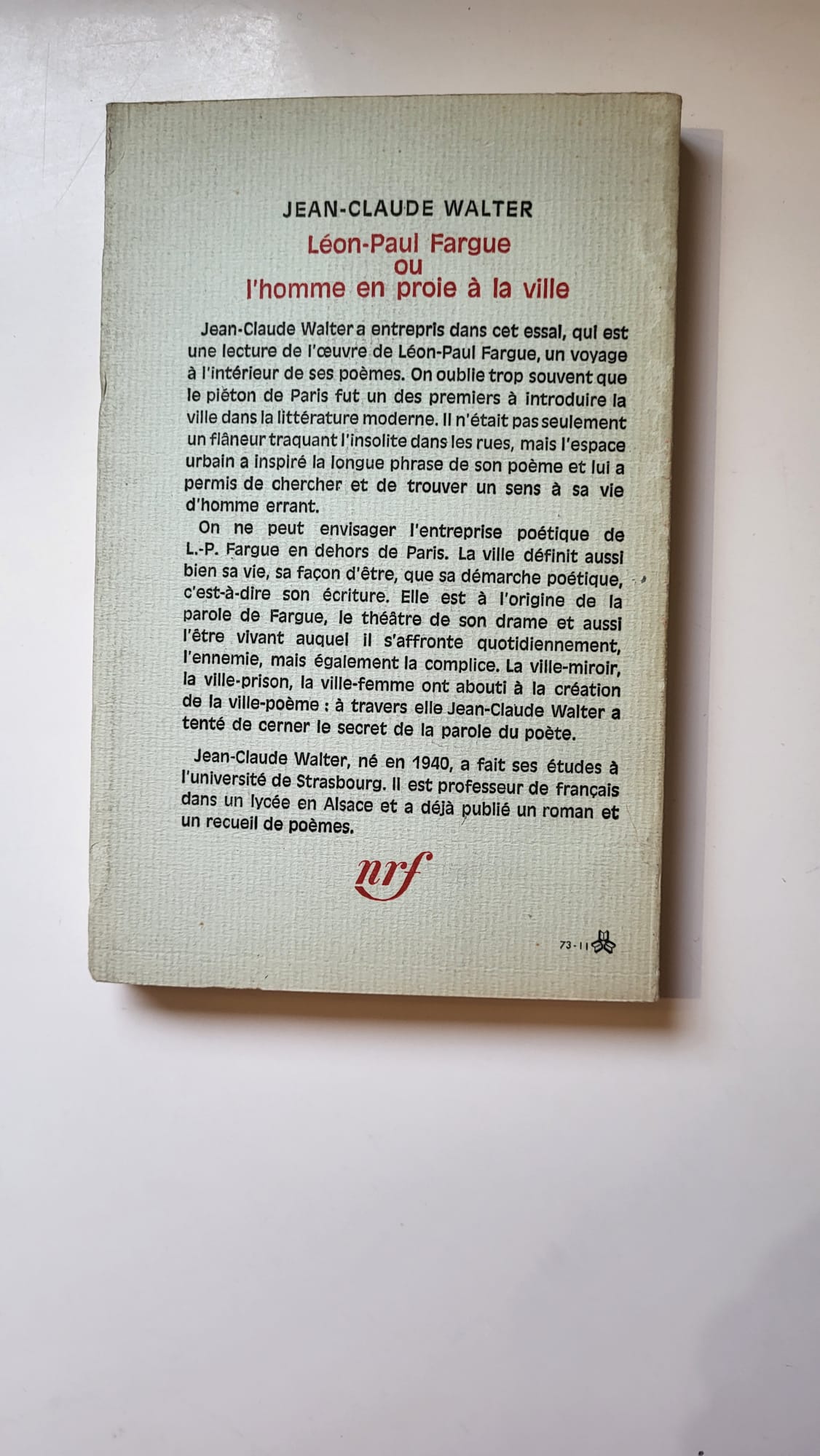Leon Paul fargue ou l'Homme en proie à la ville